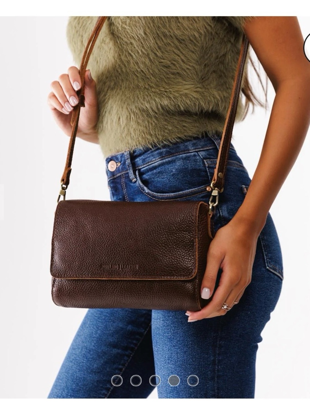 Portland Leather Medium Metro Crossbody Flap Bag in Brown Grizzly - GUC - Picture 8 of 10